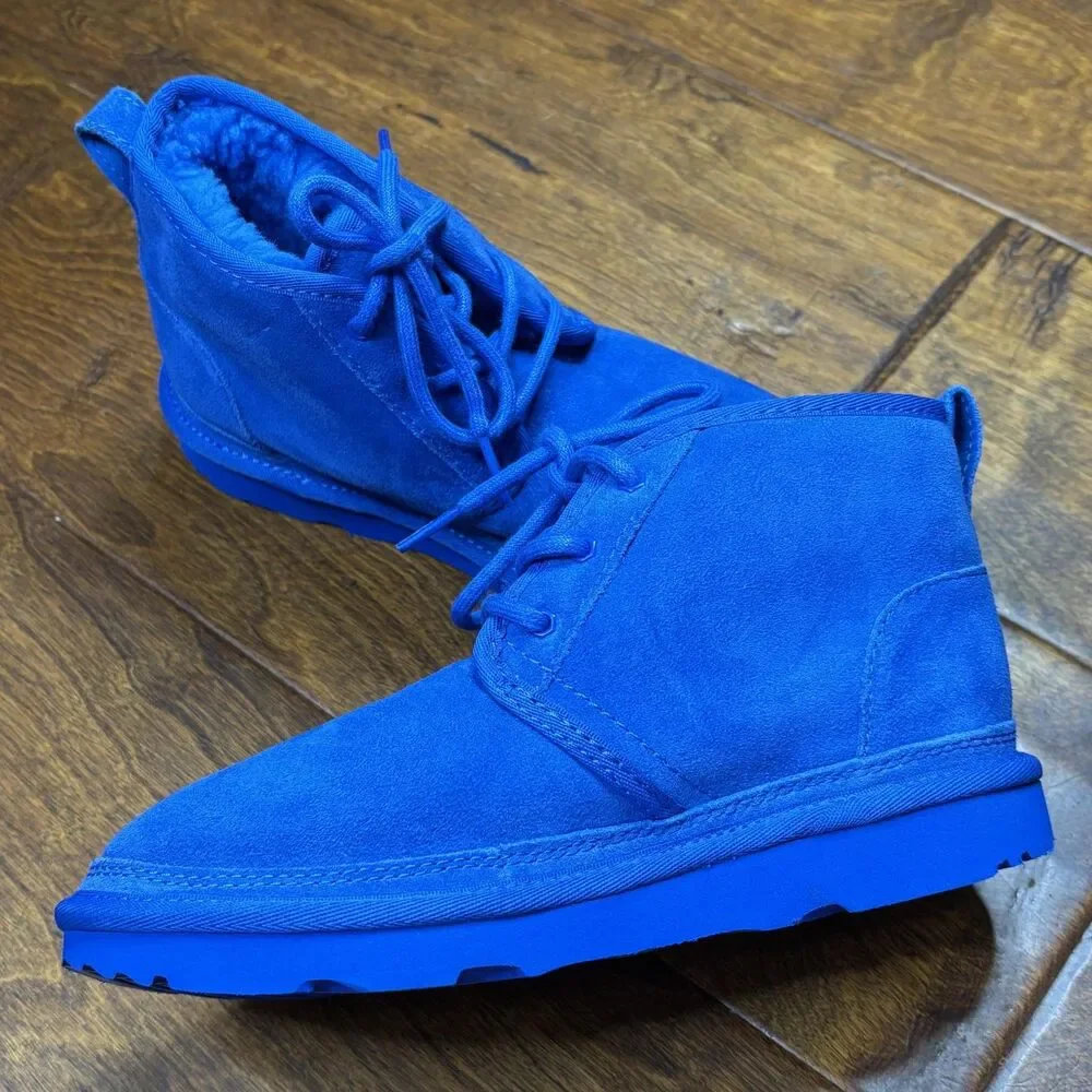 UGG Neumel Chukka Boots Youth Size 3 Blue Suede Wool Lined Treadlite‎ 1017320K